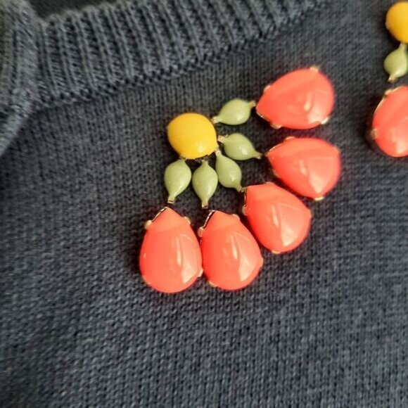 LAND'S END 100% Supima Cotton Gem Neckline Button Down Cardigan Navy Sz XL P 18 - Picture 6 of 11